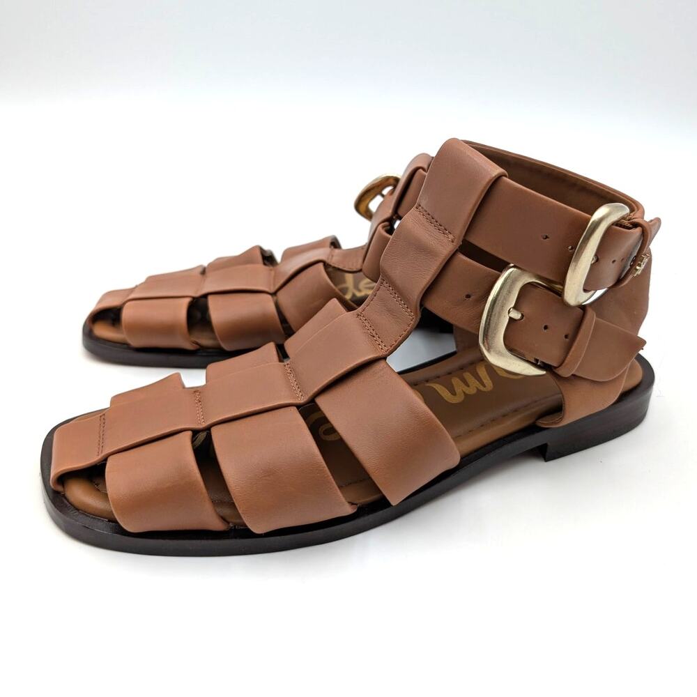 Sam Edelman Dawn Sandals Ankle Strap Women's Brown Leather Size US6.5M EU36.5